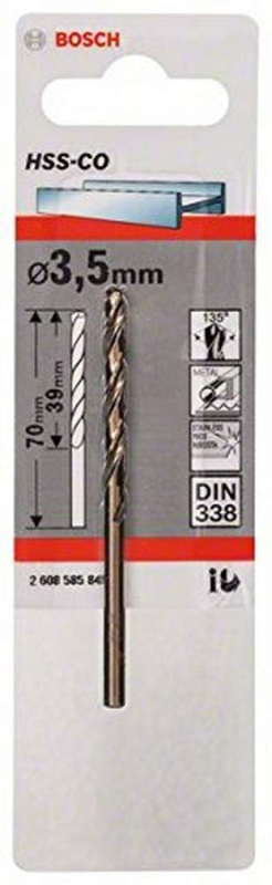 Bosch Outillages 2608585838 Foret à métaux rectifiés HSS-Co DIN 338 1 x 12 x 34 mm