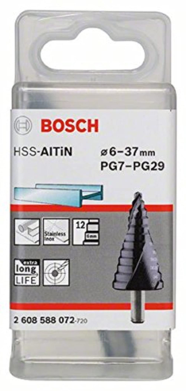 Bosch Outillages 2608588071 Fraise étagée queue 3 pans pour presse-étoupes Longueur 125,5 mm Exécution HSS-AlTIN