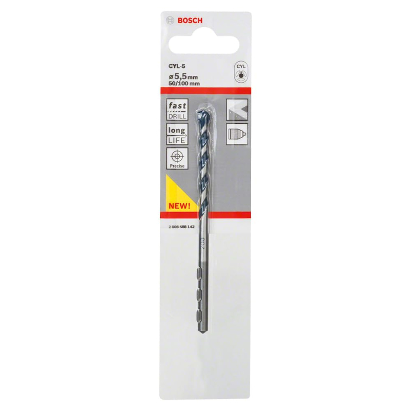 Bosch Outillages 1x Foret à béton CYL-5 Robust Line (pour le béton, Ø 5,5 x 100 mm, accessoires perceuse à percussion)