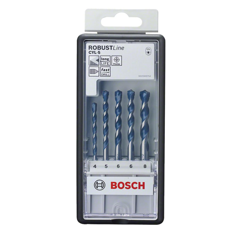 Bosch Outillages Professional 5 pièces Jeu de forets à béton CYL-5 Robust Line Set (pour le béton, Ø 4-8 mm, accessoires perceus