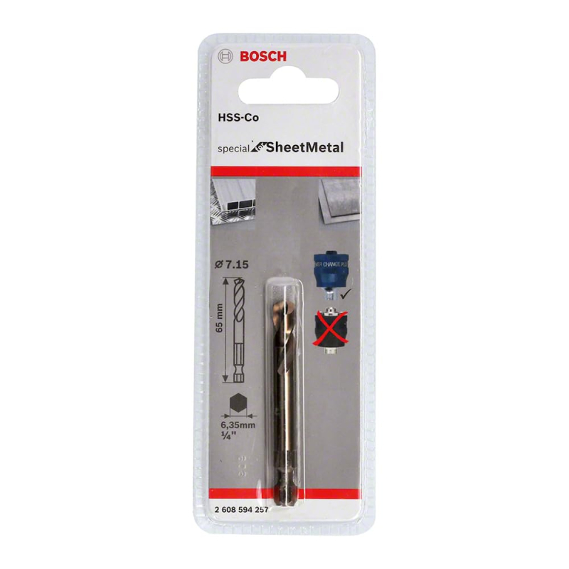 Bosch Outillages 1x Foret de centrage Plus HSS-Co (Interface hexagonale, 7.15 x 65 mm, Accessoires pour scie trépan