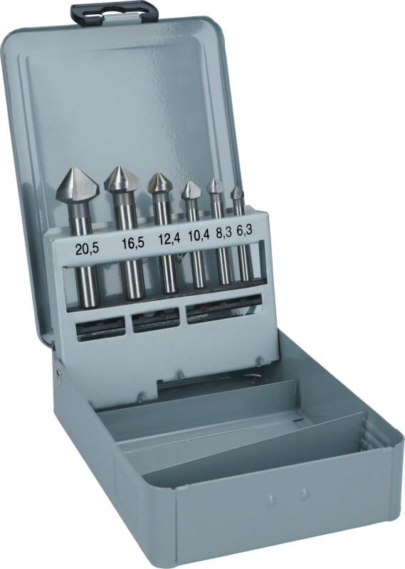 Bosch 6x Coffret de fraises coniques à lamer PRO Soft Metal HSS (pour Aluminium, Métaux non ferreux, Ø 6,3, 8,3, 10,4, 12,4, 16,