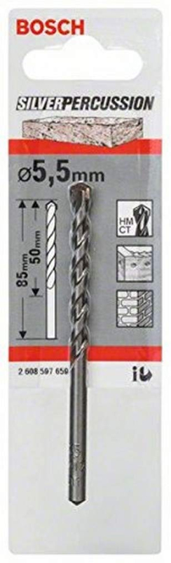 Bosch Professional 1x Jeu de foret à béton CYL-3 (pour béton, Ø 5,5 x 50 x 85 mm, accessoires perceuse à percussion)