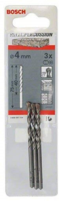 Bosch Professional 3x Jeu de forets à béton CYL-3 (pour béton, Ø 4 x 40 x 75 mm, accessoires perceuse à percussion)
