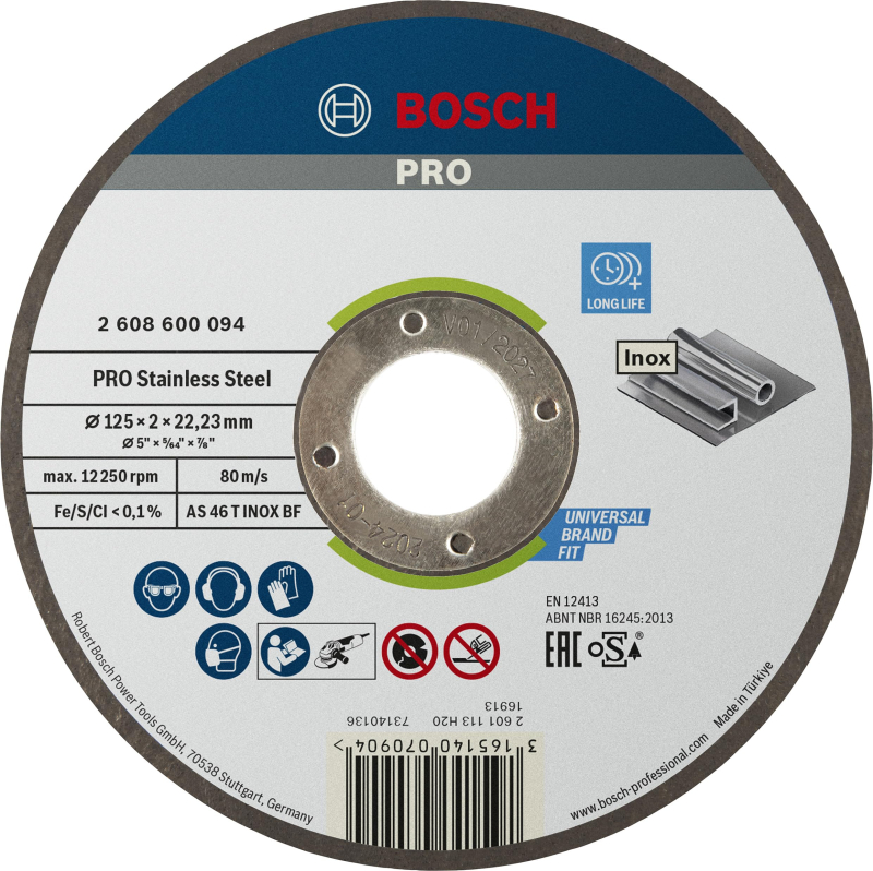 Bosch 1x Disque à tronçonner PRO Stainless Steel Longlife pour petite meuleuse angulaire et alésage 22,23 mm (pour Acier inoxyda