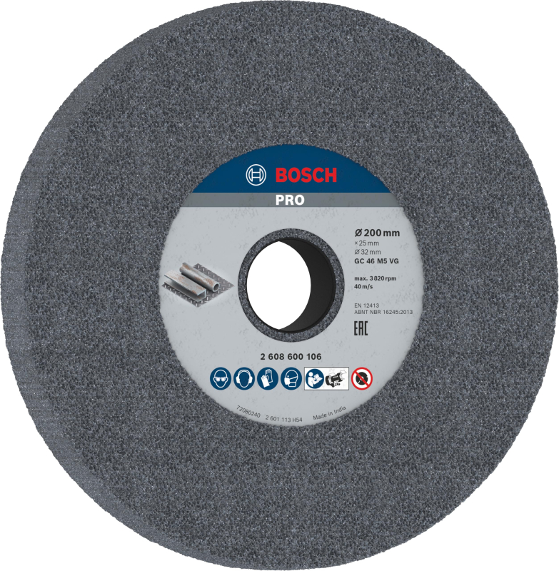 Bosch 1x Meule assiette PRO Longlife pour touret à meuler d'établi et alésage 32 mm (pour Acier, Fonte, Ø mm, Professional Acces