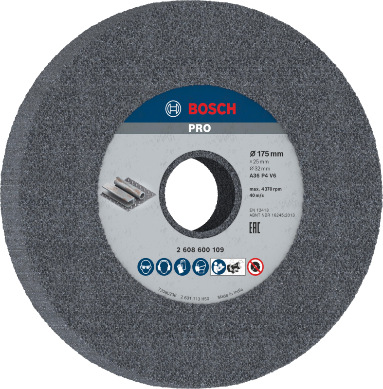 Bosch 1x Meule assiette PRO Longlife pour touret à meuler d'établi et alésage 32 mm (pour Acier, Fonte, Ø mm, Professional Acces