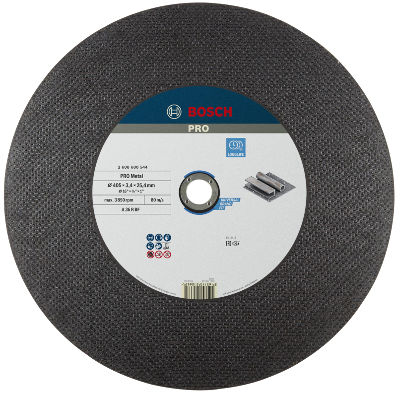 Bosch 1x Disque à tronçonner PRO Metal Longlife pour tronçonneuse et alésage 25,4 mm (pour Acier, Ø 405 mm, Professional Accesso