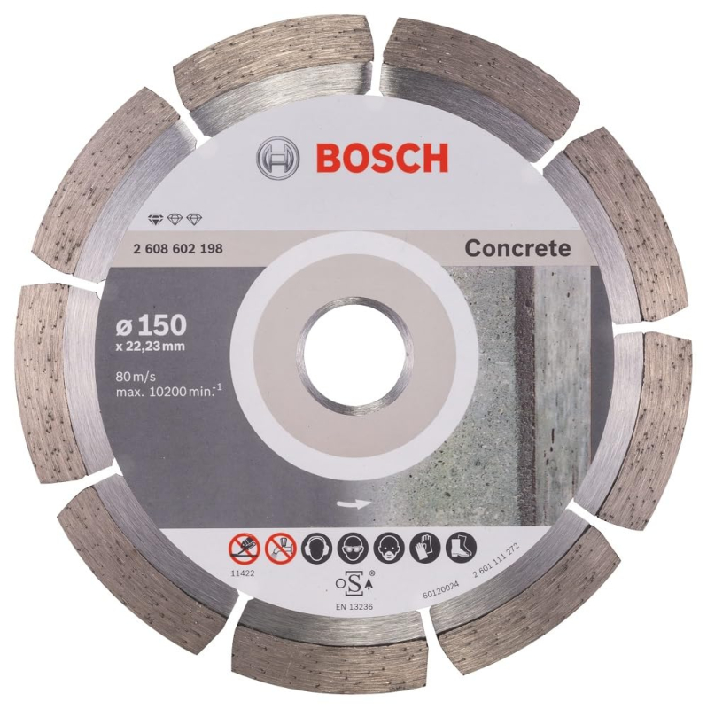 Bosch Outillages 2608602198 Disque à tronçonner diamanté standard for concrete 150 x 22,23 x 2 x 10 mm