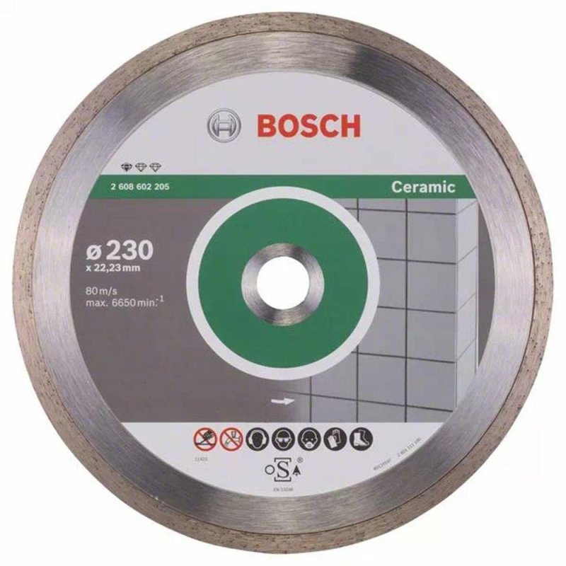 Bosch Professional 1x Disque à Tronçonner Diamanté Standard for Ceramic (pour Carrelage, Céramique, 230x22.23x1.9x7 mm, Accessoi