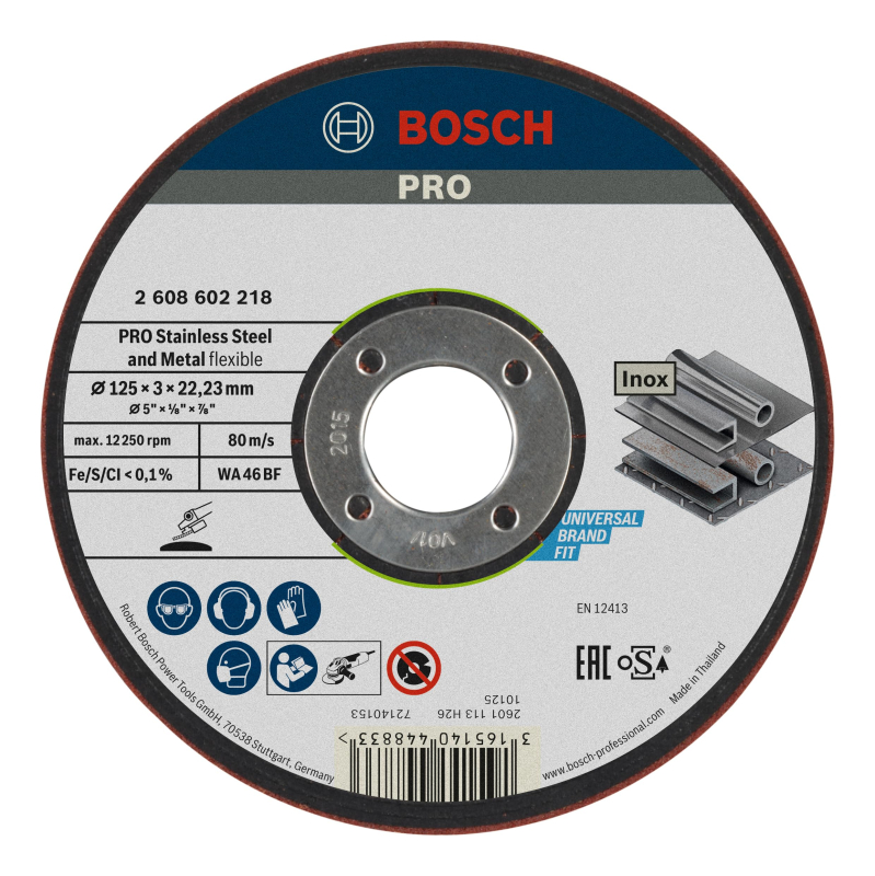 Bosch 1x Disque abrasif PRO Flexible Longlife pour petite meuleuse angulaire et alésage 22,23 mm (pour Acier, Acier inoxydable, 