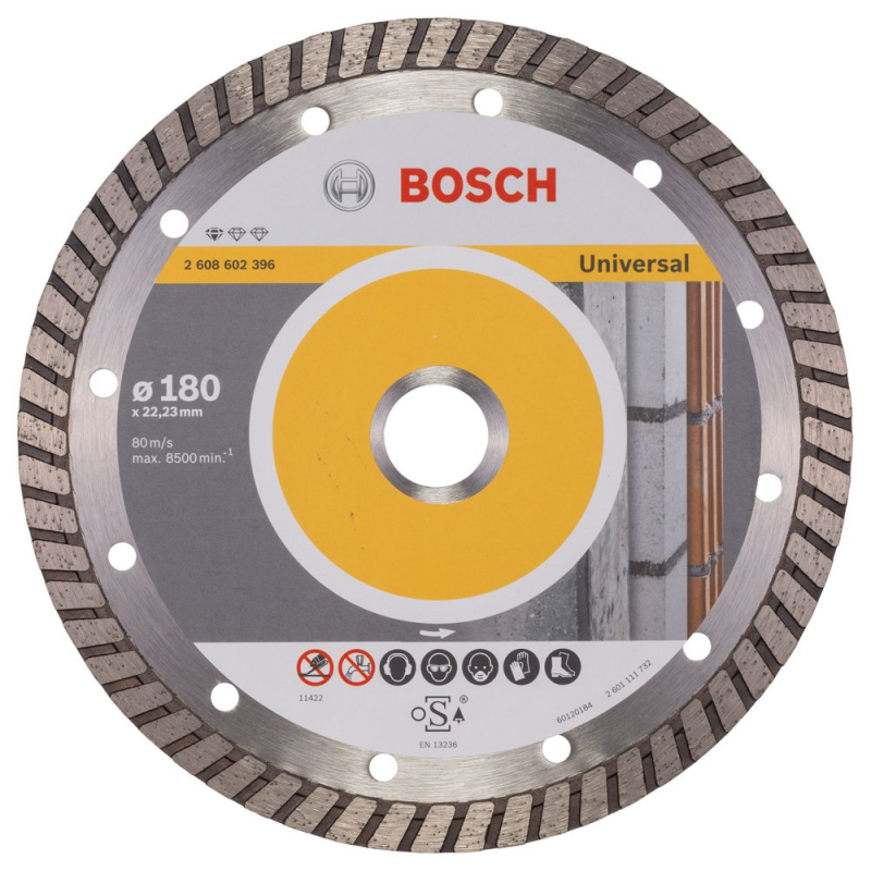 Bosch Outillages Disque à Tronçonner Diamanté, 22.23mm Alésage, 180mm Diamètre, Lot de 10