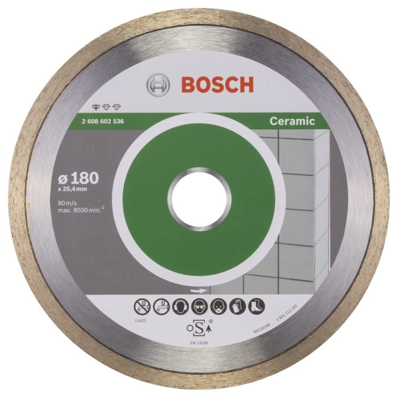 Bosch Outillages 2608602536 Disque à tronçonner diamanté standard for ceramic 180 x 25,40 x 1,6 x 7 mm, Gris