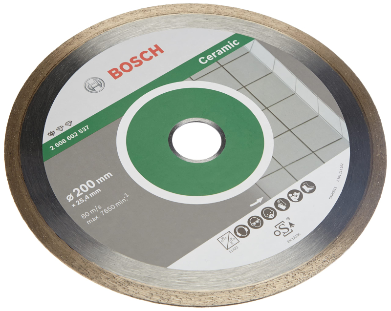 Bosch Outillages 2608602537 Disque à tronçonner diamanté standard for ceramic 200 x 25,40 x 1,6 x 7 mm