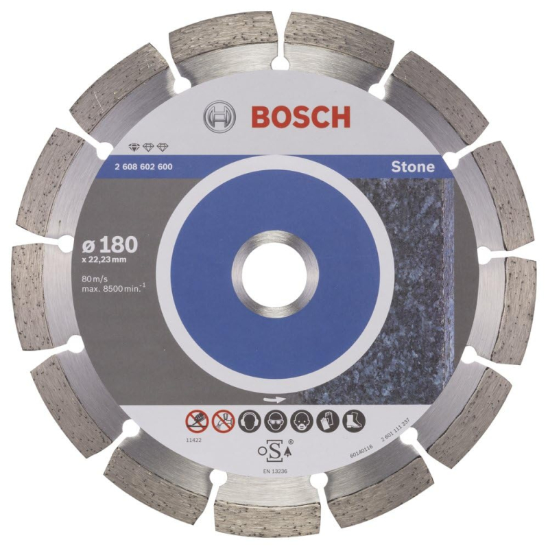 Bosch Outillages 2608602600 Disque à tronçonner diamanté standard for stone 180 x 22,23 x 2 x 10 mm