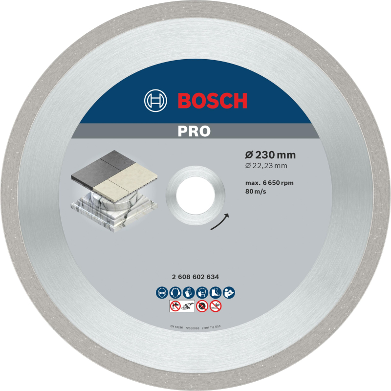 Bosch 1x Disques à tronçonnage diamant PRO Ceramic pour alésage de 25,4 et machine à découper le carrelage (pour Carrelage, Carr