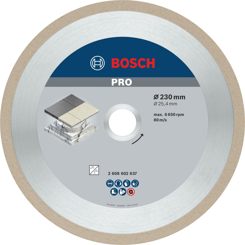 Bosch 1x Disques à tronçonnage diamant PRO Ceramic pour alésage de 25,4 et machine à découper le carrelage (pour Carrelage, Carr