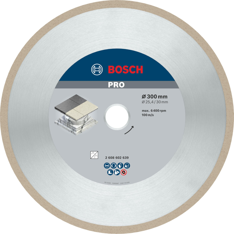 Bosch 1x Disques à tronçonnage diamant PRO Ceramic pour alésage de 25,4 et machine à découper le carrelage (pour Carrelage, Carr