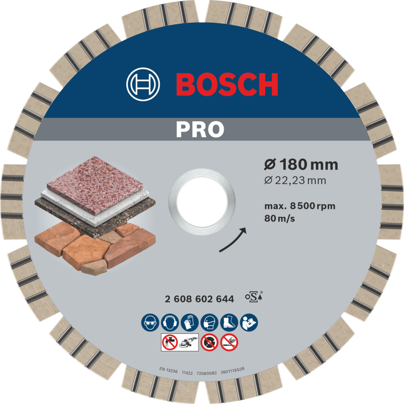 Bosch 1x Disques à tronçonnage diamant PRO Stone pour alésage 22,23 et grandes meuleuses angulaires (pour Pierre tendre, Pierre 