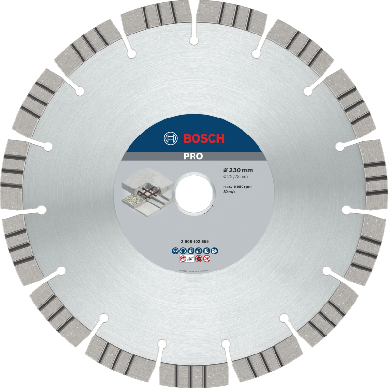 Bosch 1x Disques à tronçonnage diamant PRO Concrete pour alésage 22,23 et grandes meuleuses angulaires (pour Béton, Béton armé, 