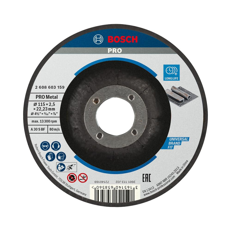 Bosch 1x Disque à tronçonner PRO Metal Longlife pour petite meuleuse angulaire et alésage 22,23 mm (pour Acier, Ø 115 mm, Profes
