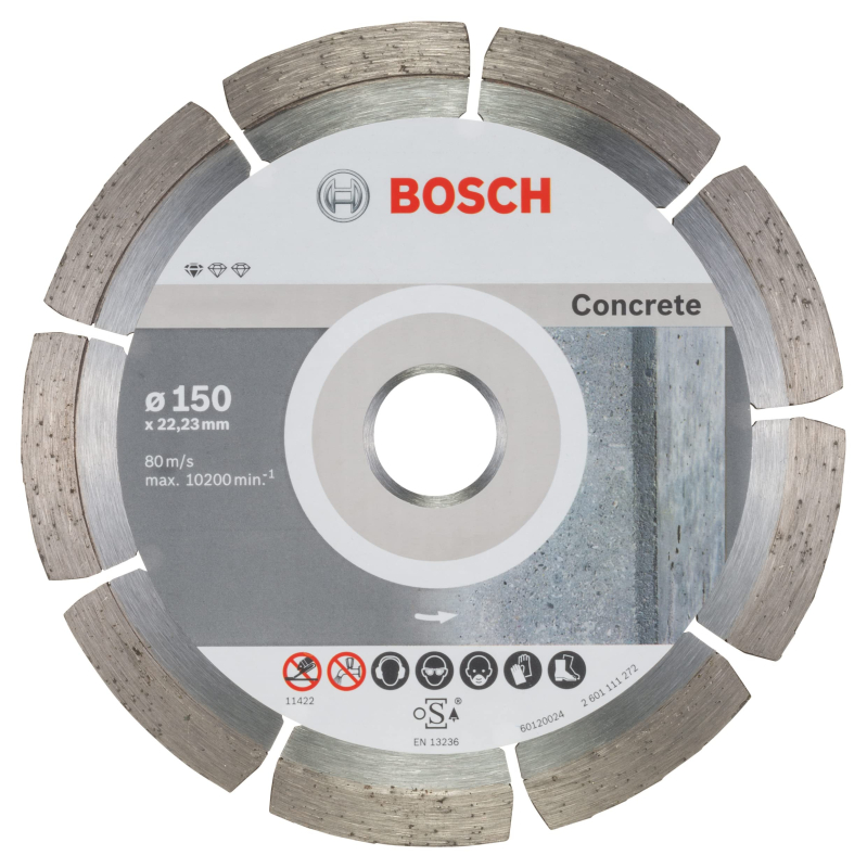 Bosch Outillages 2608603241 Disque à tronçonner diamanté pour béton, Argent, 150 x 22,23 mm