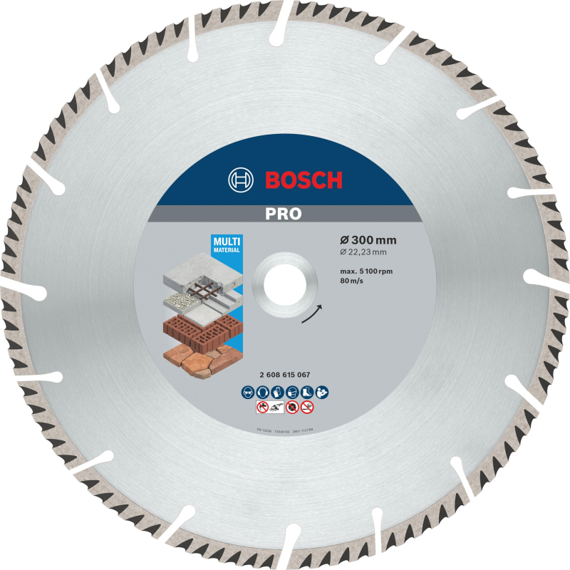 Bosch 1x Disques à tronçonnage diamant PRO Multi Material pour alésage 22,23 et grandes meuleuses angulaires (pour Béton, Béton 
