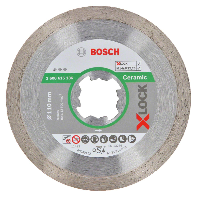 Bosch Professional 1x Disque à Tronçonner Diamanté X-LOCK Best for Hard Ceramic (pour Carrelages Durs, 125 x 22,23 x 1,4 x 10 mm
