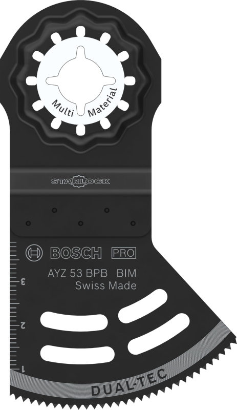 Bosch 1x Lame pour outil multifonctions PRO Multi Material AYZ 53 BPB (pour Panneau de cloison sèche, Bois clouté, Largeur 53 mm