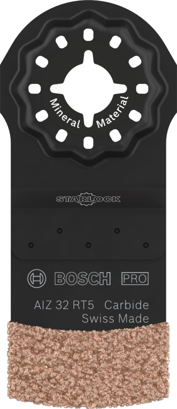Bosch 1x Lame pour outil multifonctions PRO Multi Material AIZ 32 RT5 (pour Mortier, Béton cellulaire, Largeur 32 mm, Profession
