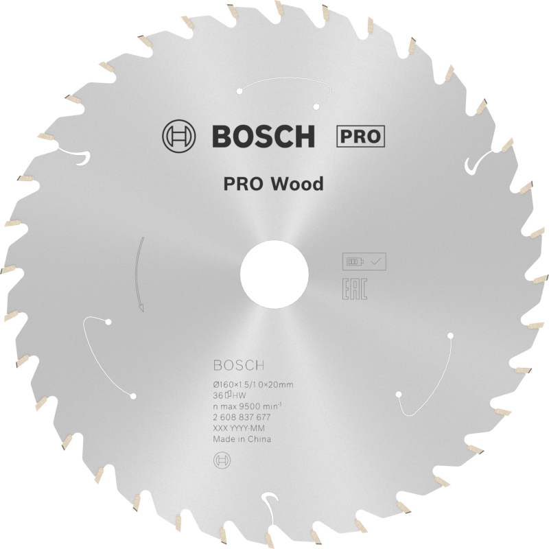 Bosch 1x Lame de scie circulaire PRO Wood pour scies circulaires portatives sans fil (pour Bois résineux, Bois dur, Ø mm, Profes