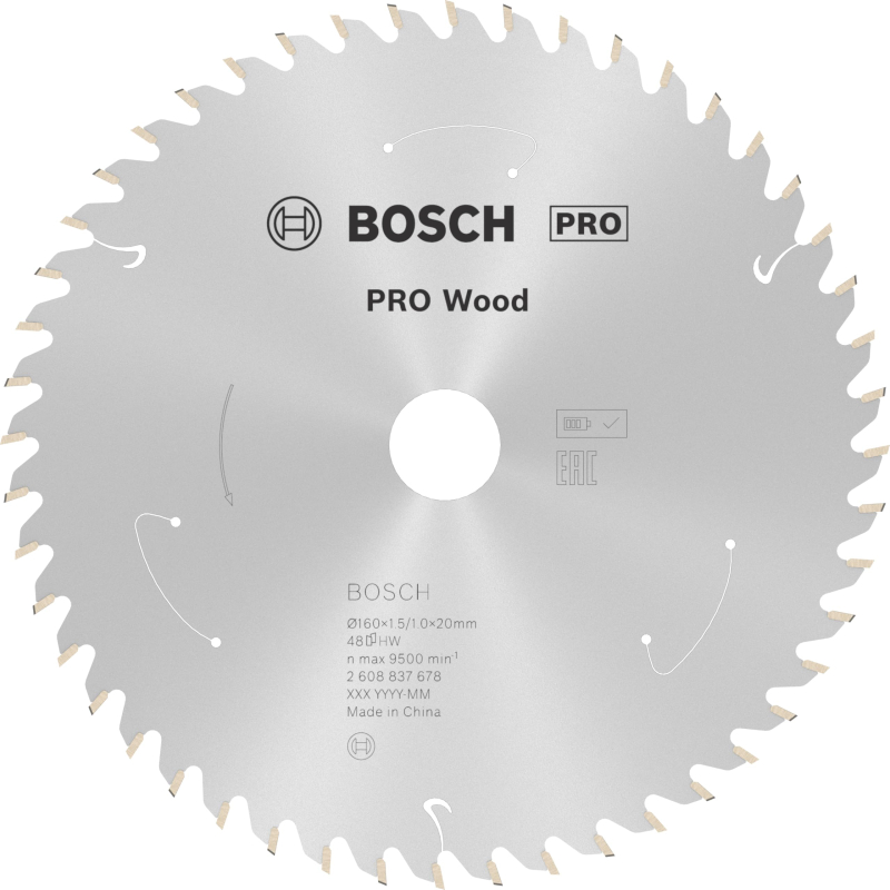 Bosch 1x Lame de scie circulaire PRO Wood pour scies circulaires portatives sans fil (pour Bois résineux, Bois dur, Ø mm, Profes