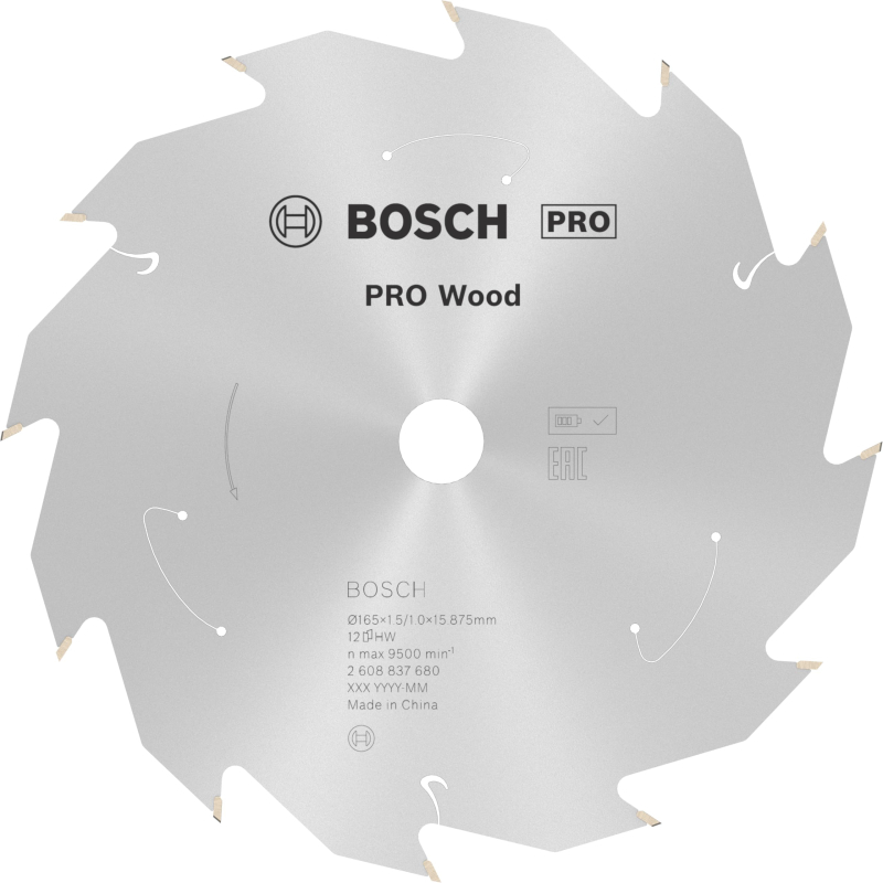 Bosch 1x Lame de scie circulaire PRO Wood pour scies circulaires portatives sans fil (pour Bois résineux, Bois dur, Ø mm, Profes