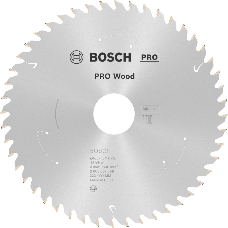 Bosch 1x Lame de scie circulaire PRO Wood pour scies circulaires portatives sans fil (pour Bois résineux, Bois dur, Ø mm, Profes
