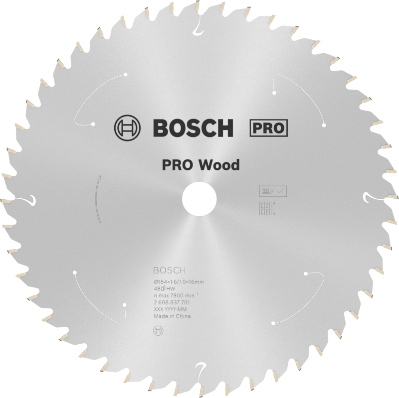 Bosch 1x Lame de scie circulaire PRO Wood pour scies circulaires portatives sans fil (pour Bois résineux, Bois dur, Ø mm, Profes