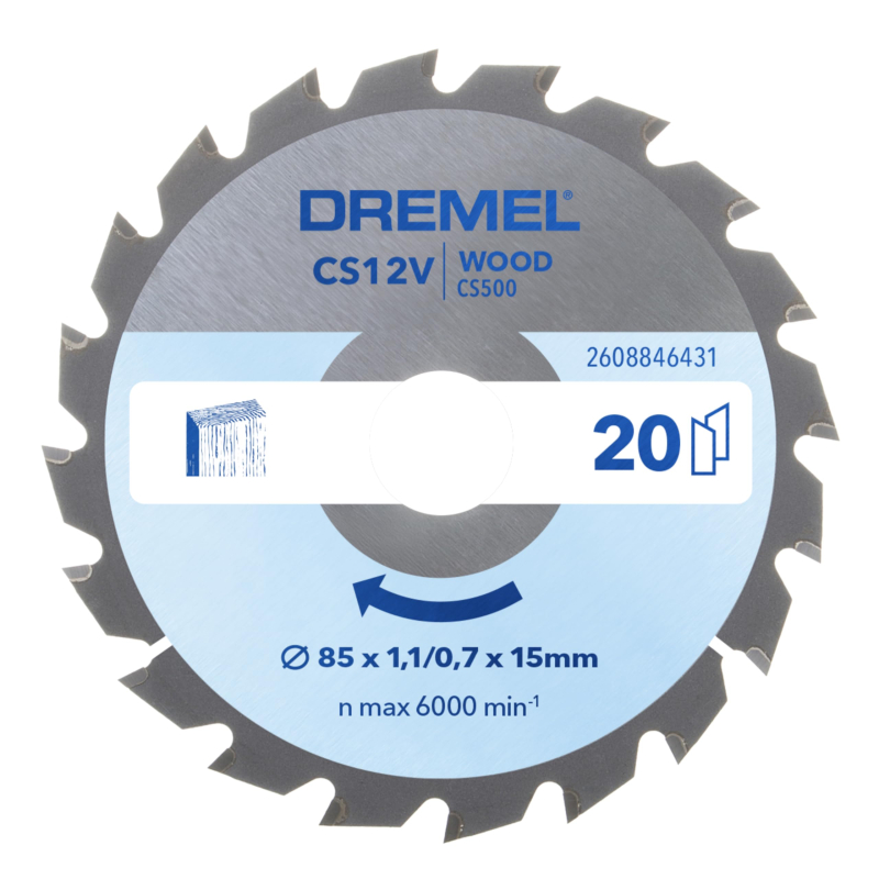 Dremel Blueprint Lame de Scie Circulaire pour Bois 85 x 1,1/0,7 x 15mm (CS500)