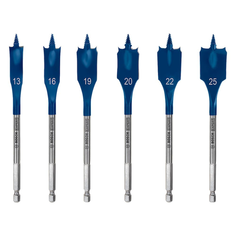 Bosch 6x Coffrets de mèches plates EXPERT Self Cut Speed (pour Bois résineux, Panneau aggloméré, Ø 13-25 mm, Professional Access