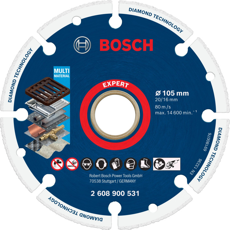 Bosch 1x Disques à tronçonner EXPERT Diamond Metal Wheel (pour Fonte, Acier inoxydable, Ø 105 mm, Professional Accessoire Petite