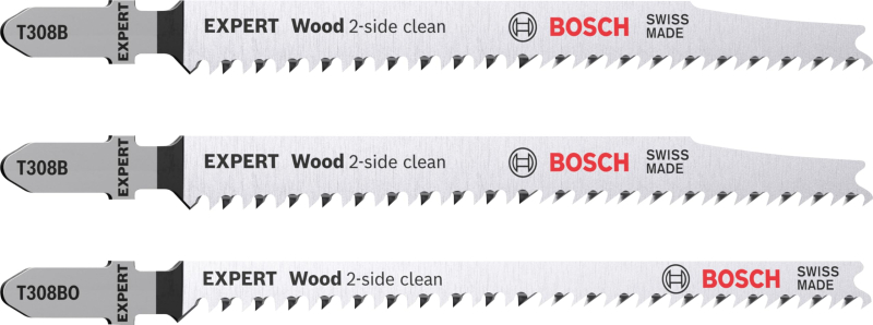 Bosch Outillages Kit de 3x lames de scie sauteuse Expert 'Wood 2-Side Clean' (pour Contreplaqué, Panneau d'ameublement en bois m