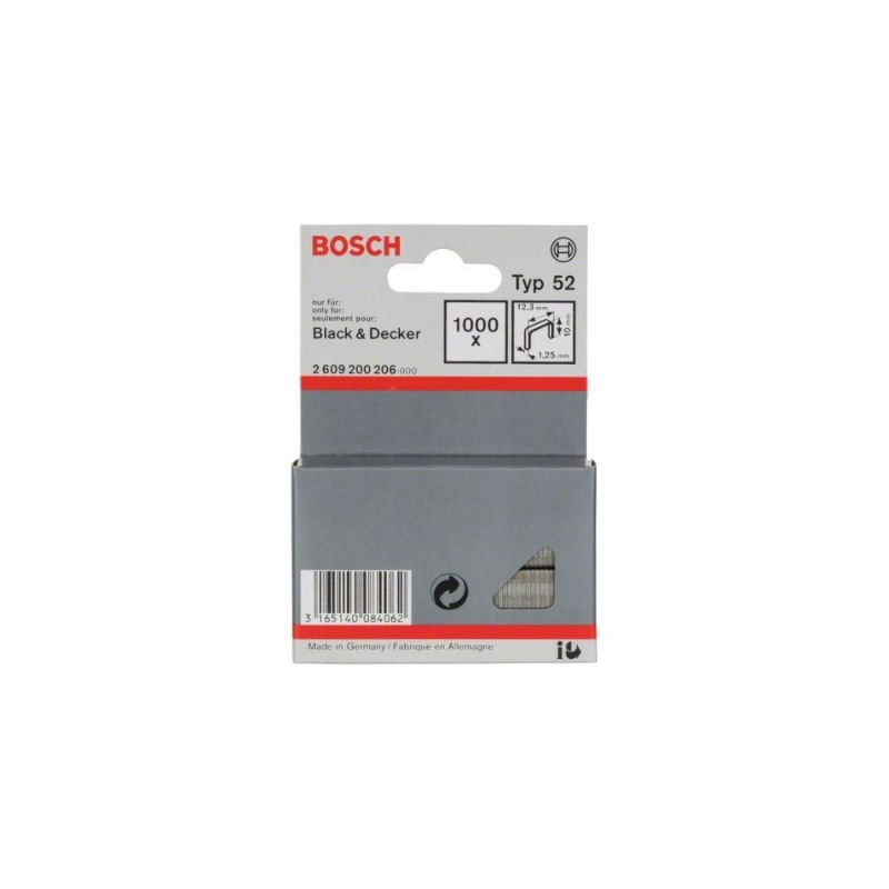 Bosch Outillages 2609200206 Agrafes 10/12,3 mm 1000 pièces Type 52