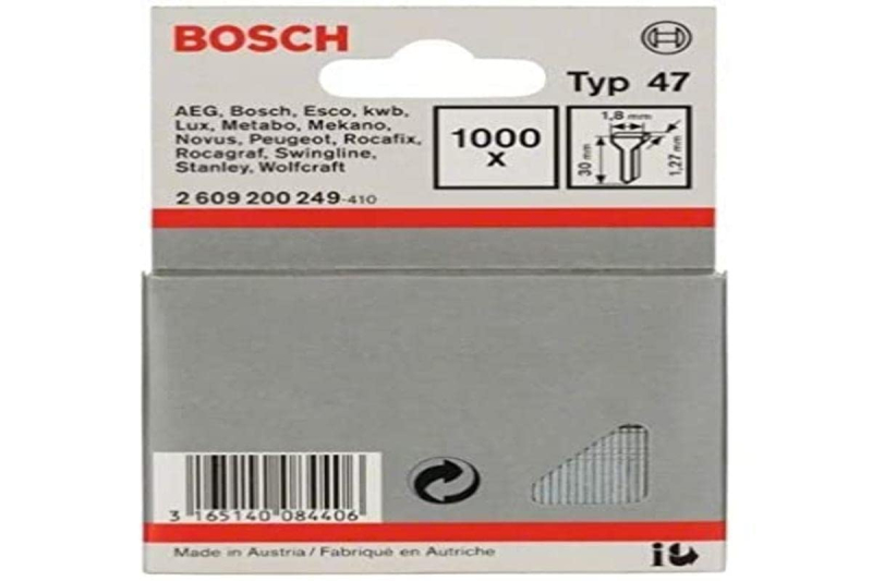 Bosch Outillages Clous Type 47 pour Diverse Agrafeuses, 1.8mm x 1.27mm x 30mm, Lot de 1000