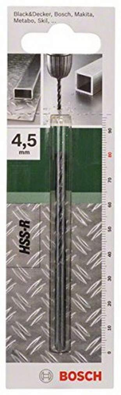 Bosch 2609255009 Foret à métaux laminé HSS-R DIN 338 Longueur 80 mm Diamètre 4,5 mm