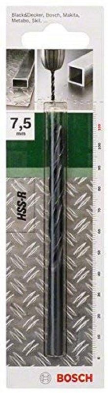 Bosch 2609255016 Foret à métaux laminé HSS-R DIN 338 Longueur 109 mm Diamètre 7,5 mm