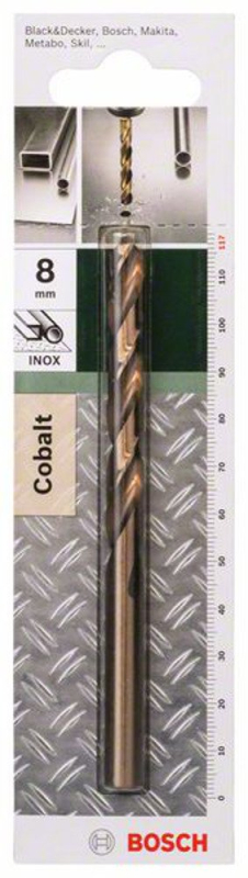 Bosch 2609255079 Foret à métaux rectifié HSS-Co DIN 338 - Longueur 117 mm - Diamètre 8 mm