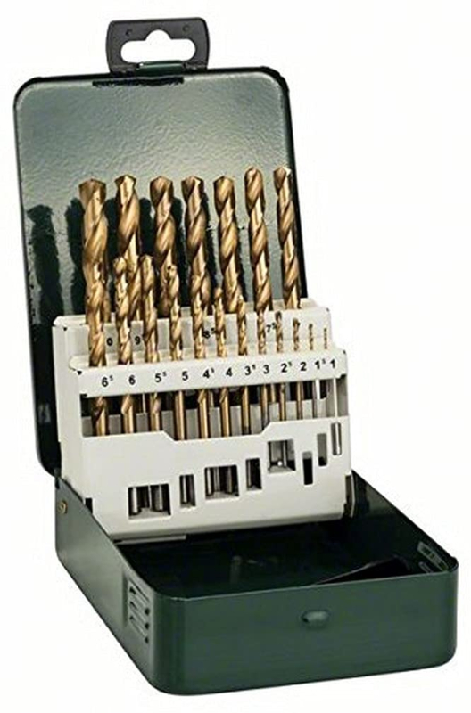 Bosch Outillages 2609255114 Set de 19 Forets à métaux rectifiés HSS-Tin DIN 338 Diamètres 1/1,5/2/2,5/3/3,5/4/4,5/5,5/6/6,5/7/7,