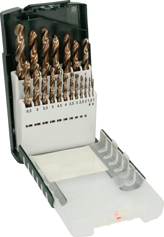 Bosch Outillages 2609255133 Set de 19 Forets à métaux rectifiés HSS-Cobalt, Diamètres 1/1,5/2/2,5/3/3,5/4/4,5/5,5/6/6,5/7/7,5/8/