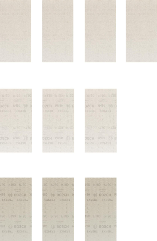 Bosch 10x Coffrets d'abrasifs réticulés EXPERT M480 (pour Peinture sur bois, Bois dur, Ø 115x230 mm, Grain 4x80, 3x120, 3x180, P