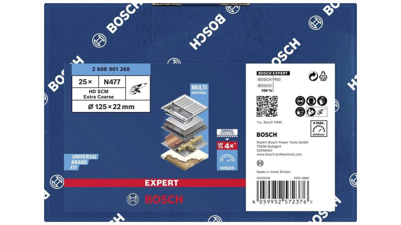 Bosch 1x Disques SCM EXPERT N477 (pour Tôles en acier, Acier inoxydable, Ø 125 mm, extra grossier, Professional Accessoire Petit