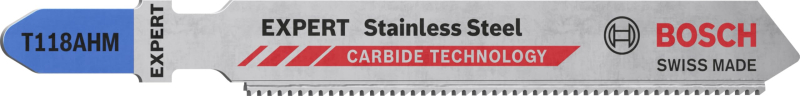 Bosch Outillages 2x Lames de scie sauteuse Expert 'Stainless Steel' T 118 AHM (pour Tôles en acier inoxydable, Longueur 83 mm, A