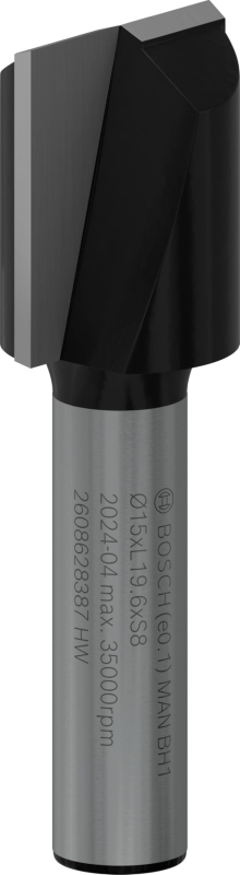 Bosch 1x Fraise à rainurer droite PRO, deux goujures (pour Bois résineux, Bois dur, Ø 15 mm, Professional Accessoire Défonceuse 